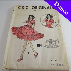 VTG C&C Originals #104 Large Full Square Dancing Circle Skirt Apron Ties UNCUT